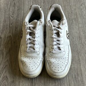 Nike White Low-Top Sneakers with Leopard Accent